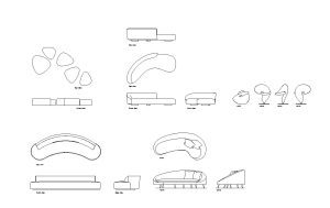 organic seating autocad drawing, plan and elevation 2d views, dwg file free for download