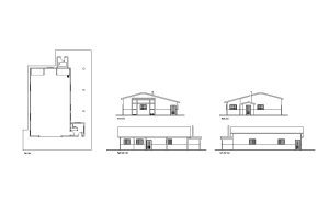 pole barn autocad drawing, plan and elevation 2d views, dwg file free for download