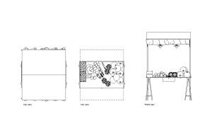 vendor stall autocad drawing plan and elevation 2d views, dwg file free for download