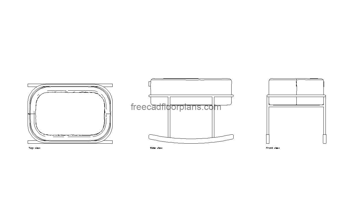 baby bassinet autocad drawing, plan and elevation 2d views, dwg file free for download