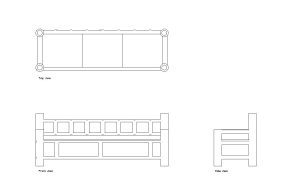 bamboo furniture sofa autocad drawing, plan and elevation 2d views, dwg file free for download