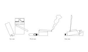 cigarettes with lighter autocad drawing, plan and elevation 2d views, dwg file free for download