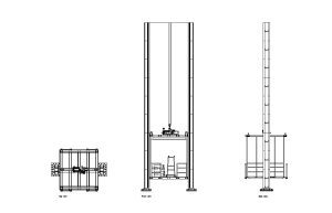 commercial service lift autocad drawing, plan and elevation 2d views, dwg file free for download