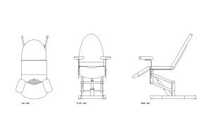 gynecological chair autocad drawing, plan and elevation 2d views, dwg file free for download