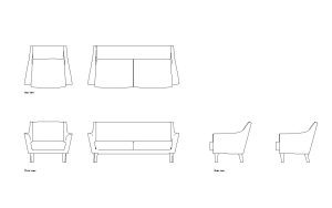 peeps soft seating autocad drawing, plan and elevation 2d views, dwg file free for download