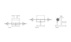 preacher curl autocad drawing, plan and elevation 2d views, dwg file free for download