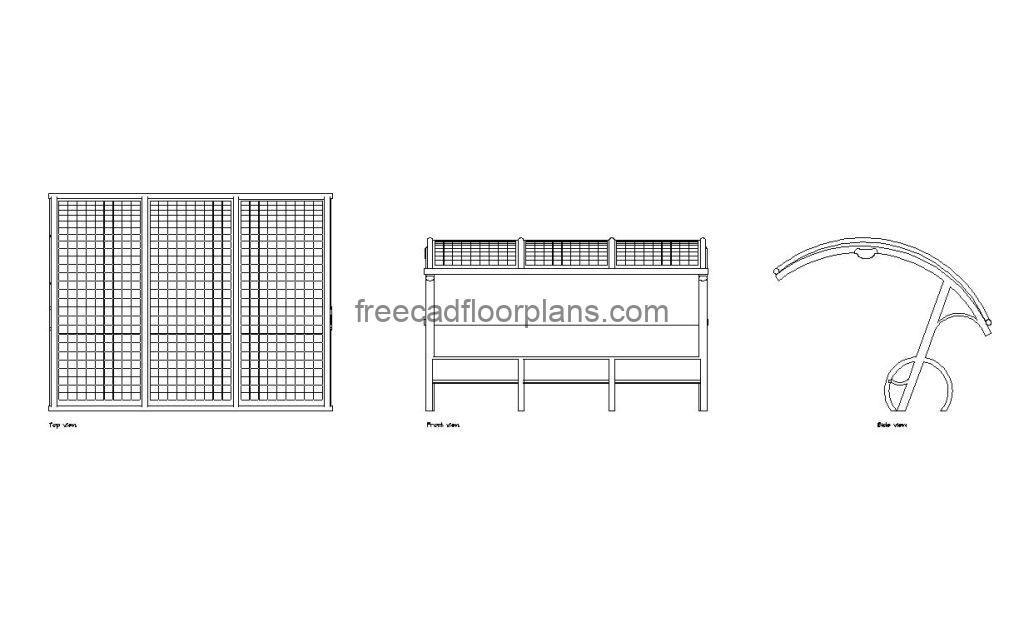 Solar Roof Bus Stop Free CAD Drawings