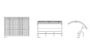 solar roof bus stop autocad drawing, plan and elevation 2d views, dwg file free for download