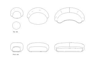 tacchine julep sofa autocad drawing, plan and elevation 2d views, dwg file free for download