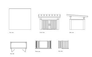 trash enclosure autocad drawing, plan and elevation 2d views, dwg file free for download