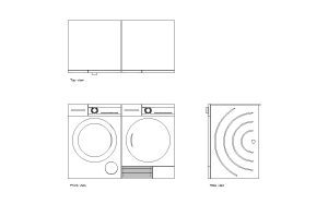 washing machine and tumbe dryer autocad drawing, plan and elevation 2d views, dwg file free for download