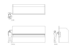 bending machine autocad drawing, plan and elevation 2d views, dwg file free for download